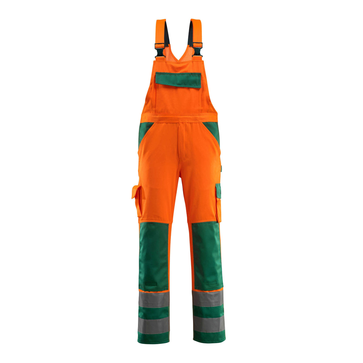 Latzhose mit Kniepolstertaschen SAFE COMPETE hi-vis orange/green