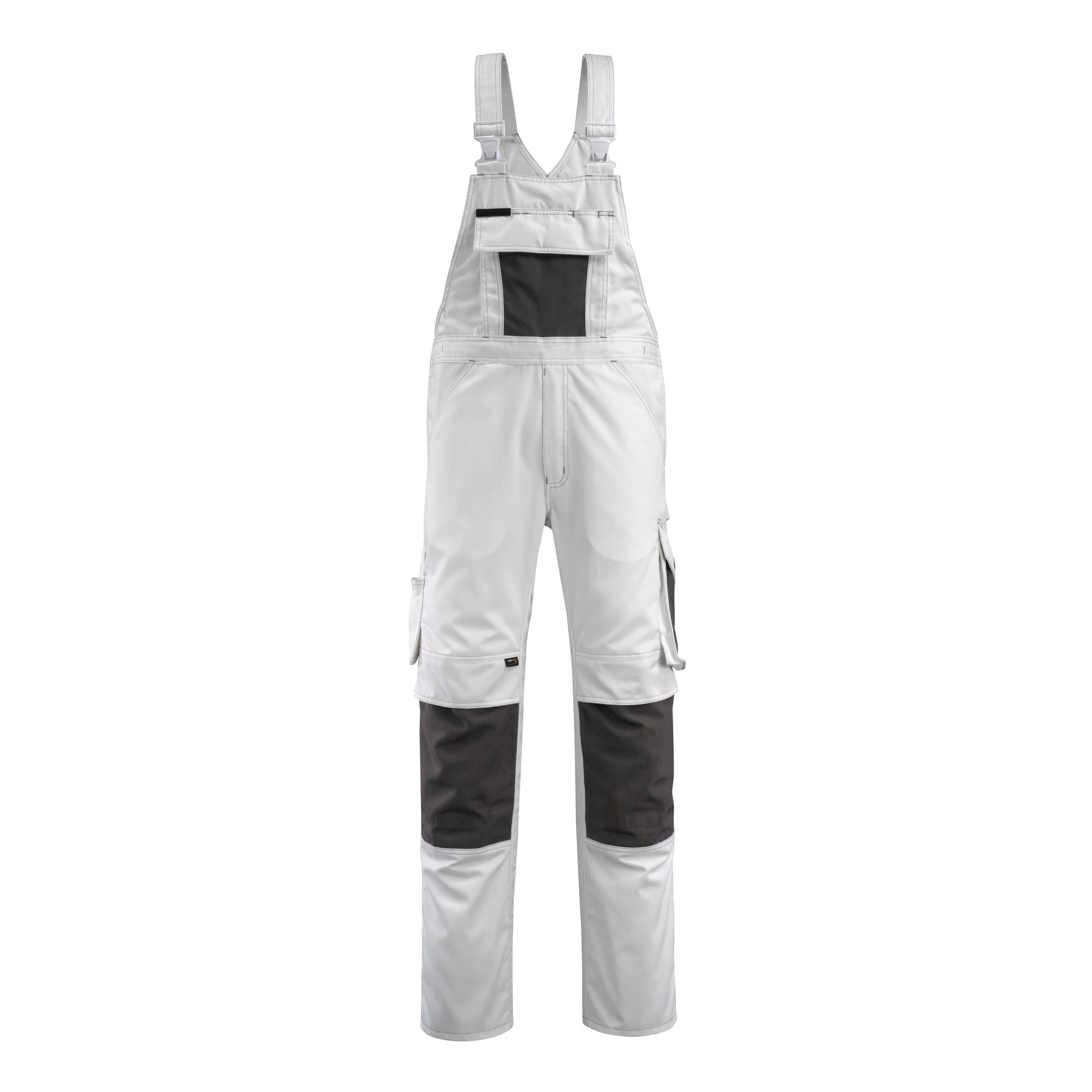 Latzhose mit Kniepolstertaschen UNIQUE white/dark anthracite