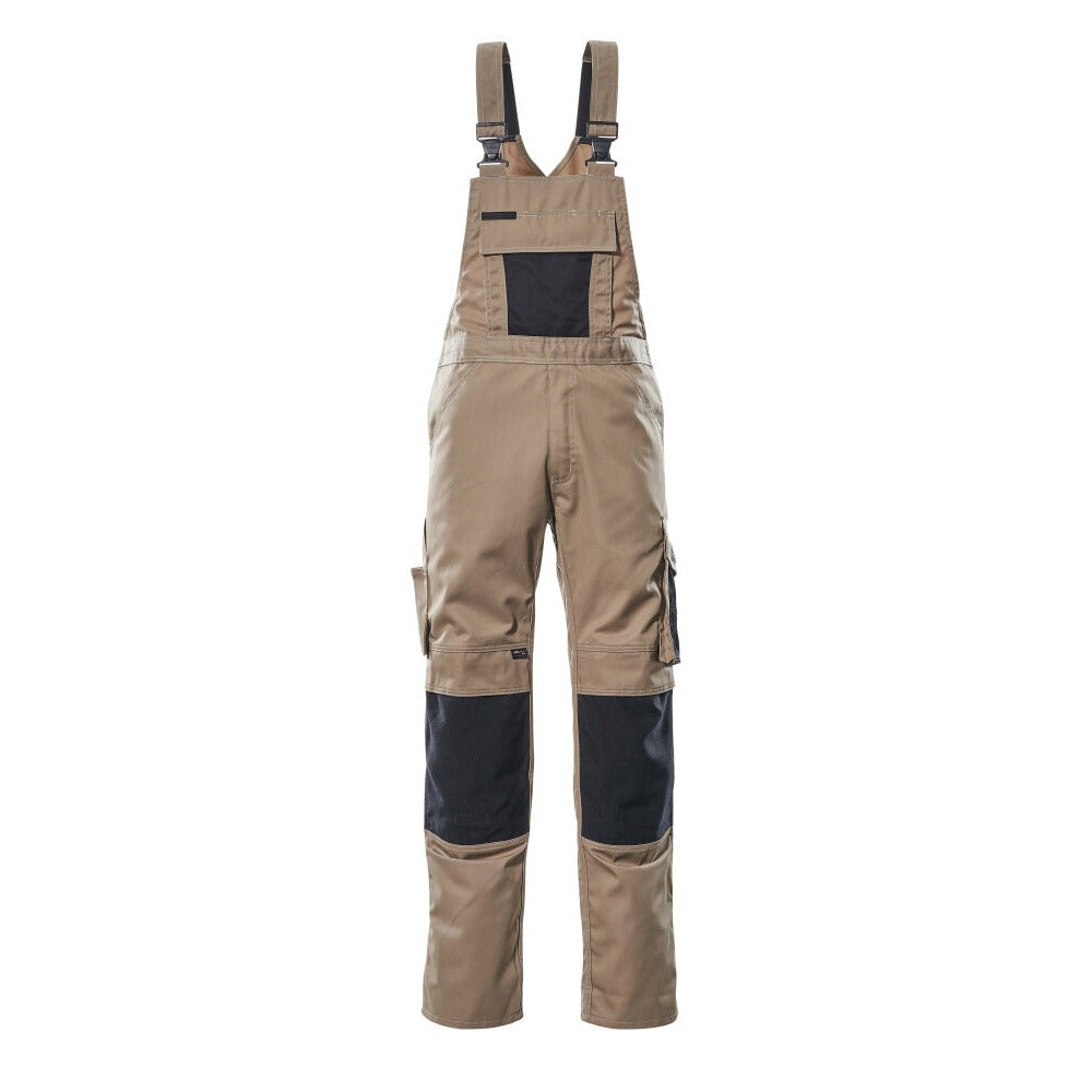 Latzhose mit Kniepolstertaschen UNIQUE light khaki/black