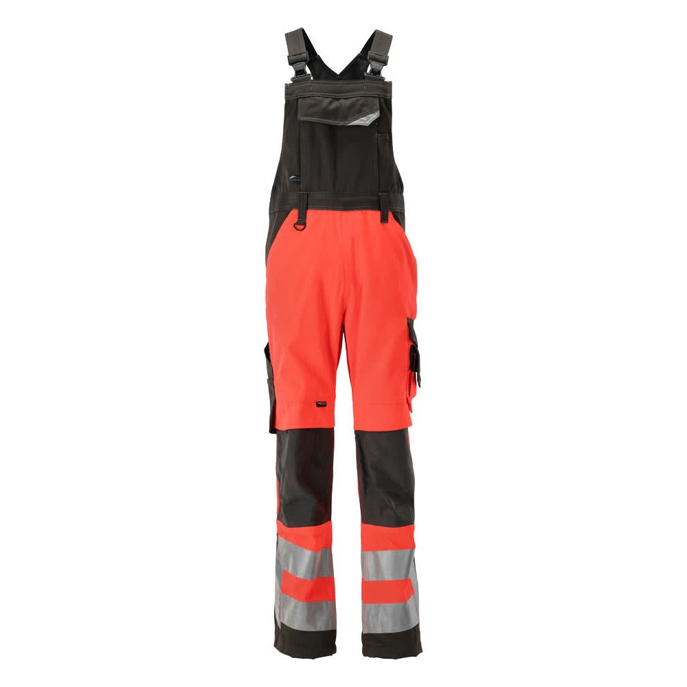 Latzhose mit Kniepolstertaschen SAFE SUPREME hi-vis red/dark anthracite