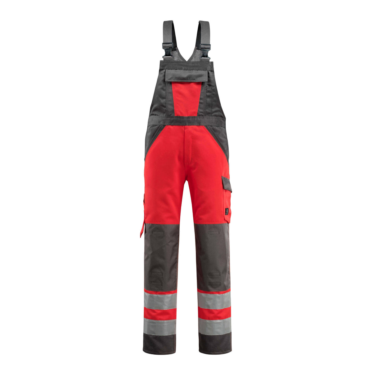 Latzhose mit Kniepolstertaschen SAFE LIGHT hi-vis red/dark anthracite