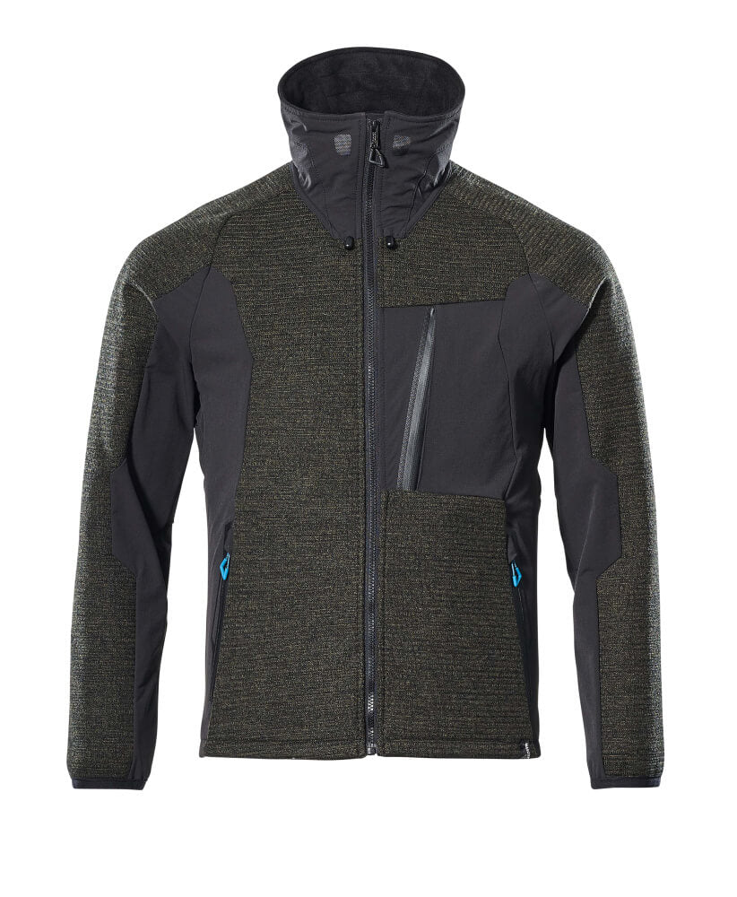 Knitted Jacket with zipper ADVANCED moss green/black