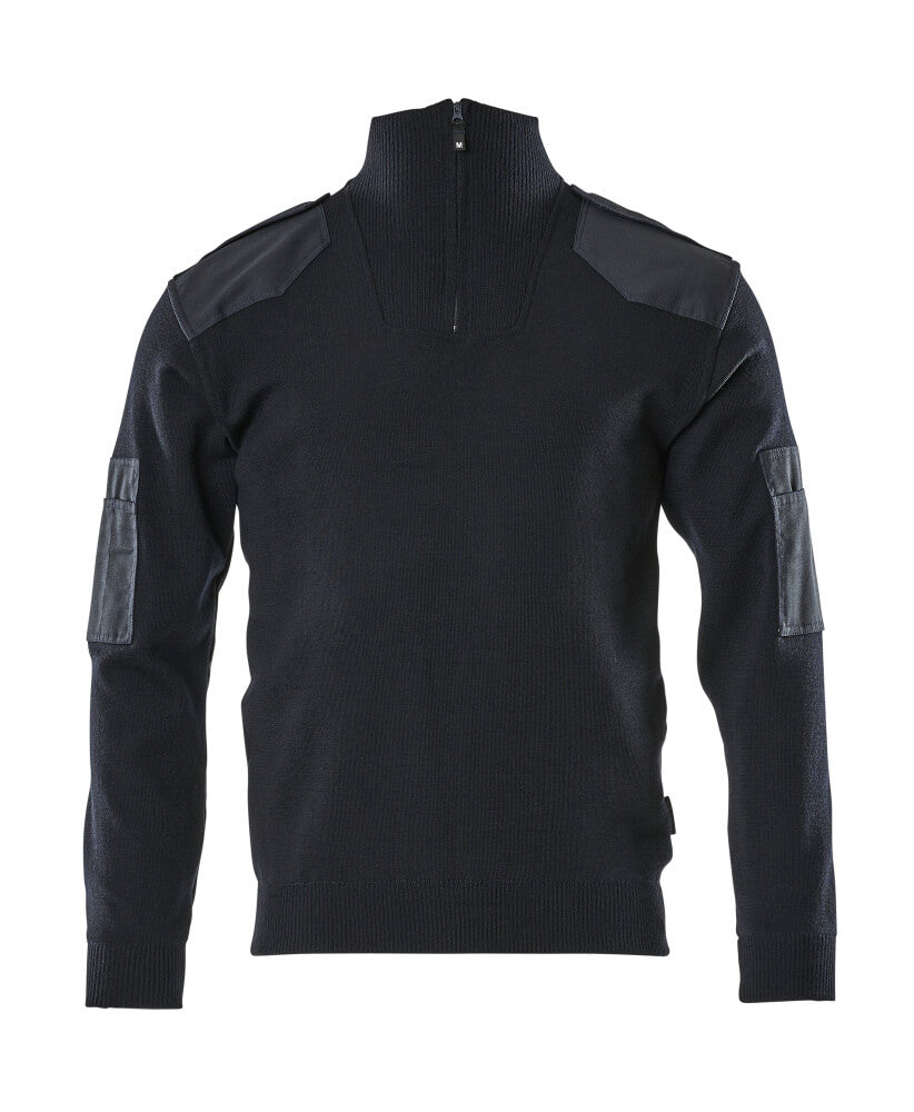 Knitted Jumper with half zip FRONTLINE dunkelblau