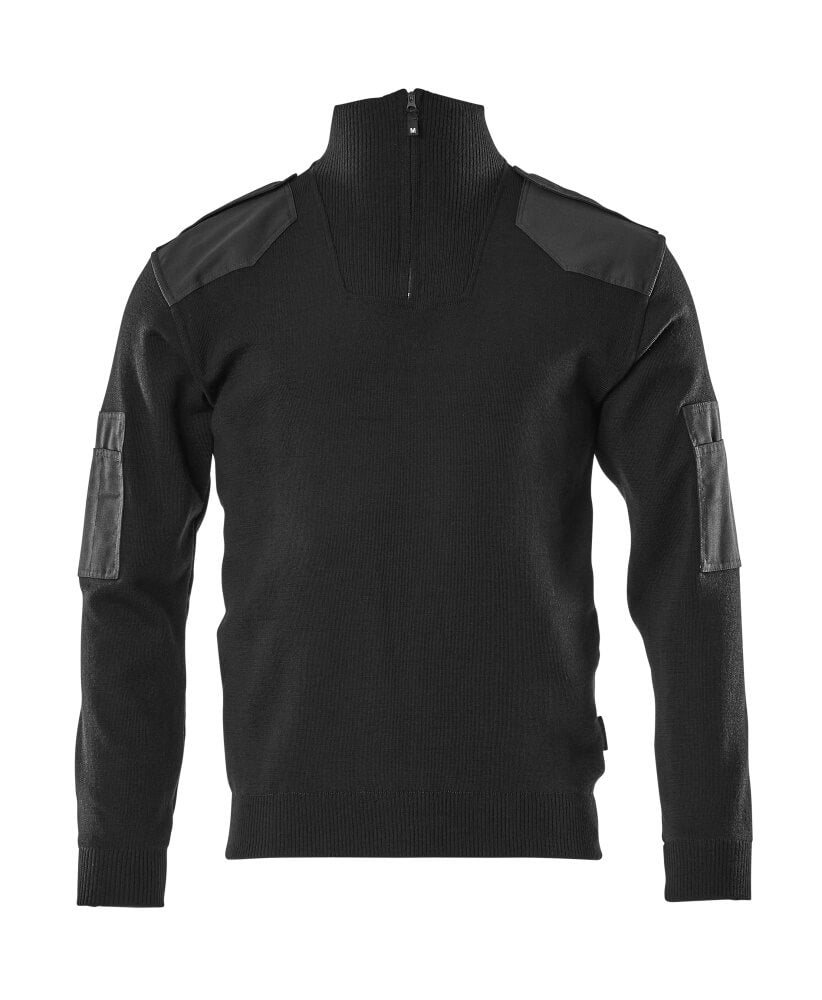 Knitted Jumper with half zip FRONTLINE schwarz