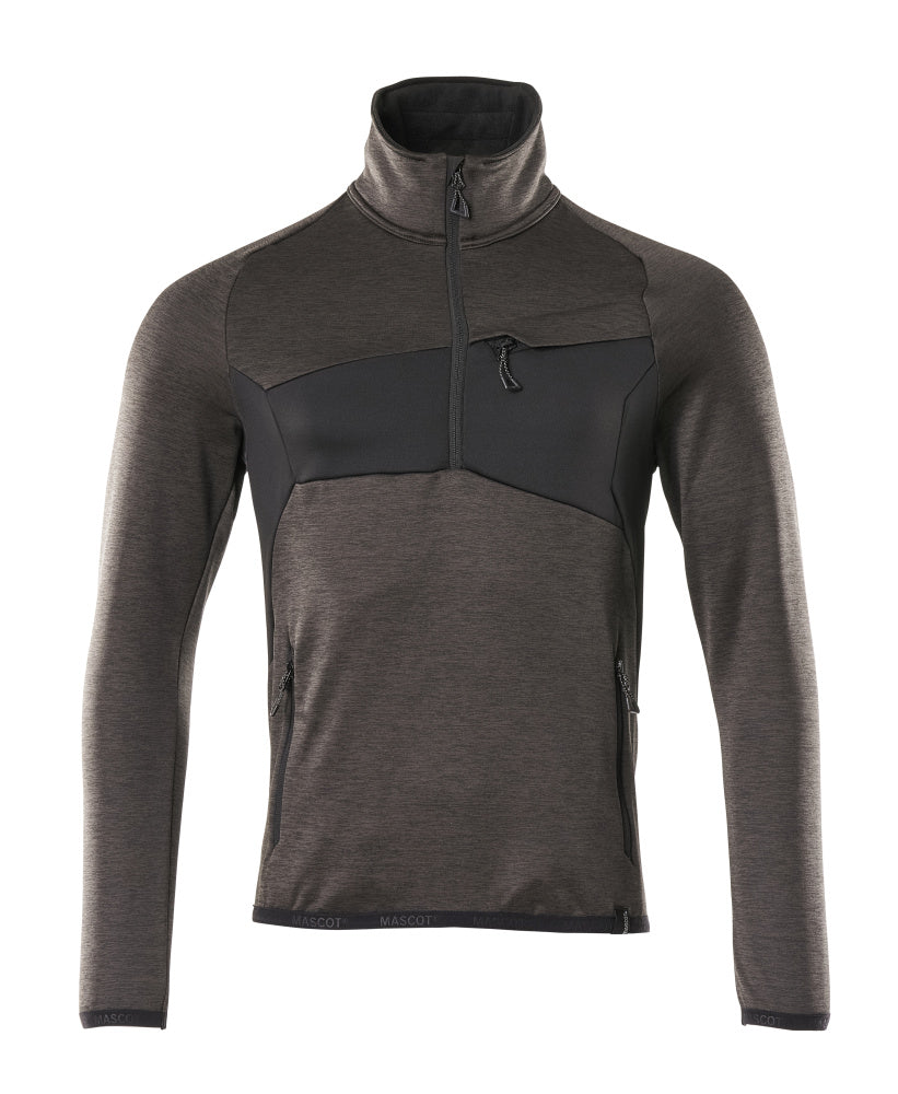 Fleecepullover mit kurzem Reißverschluss ACCELERATE dark anthracite/black