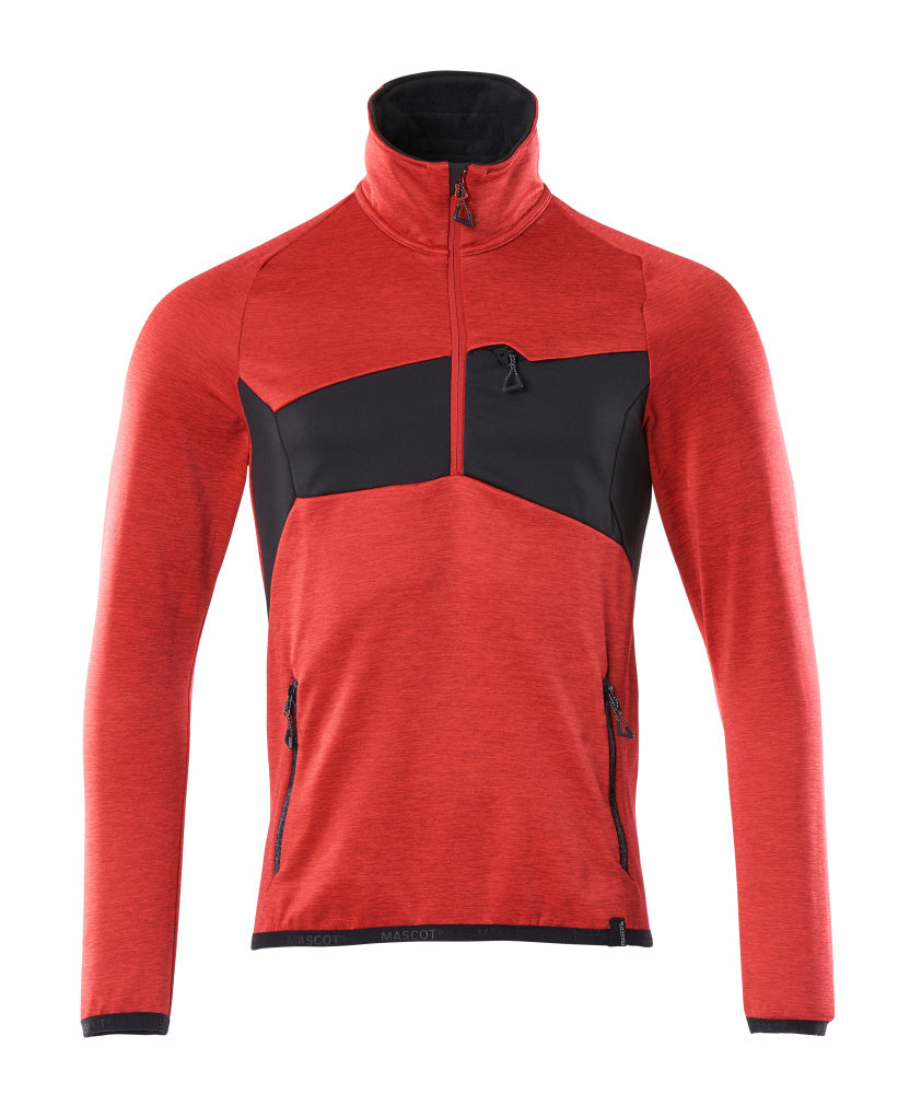 Fleecepullover mit kurzem Reißverschluss ACCELERATE traffic red/black