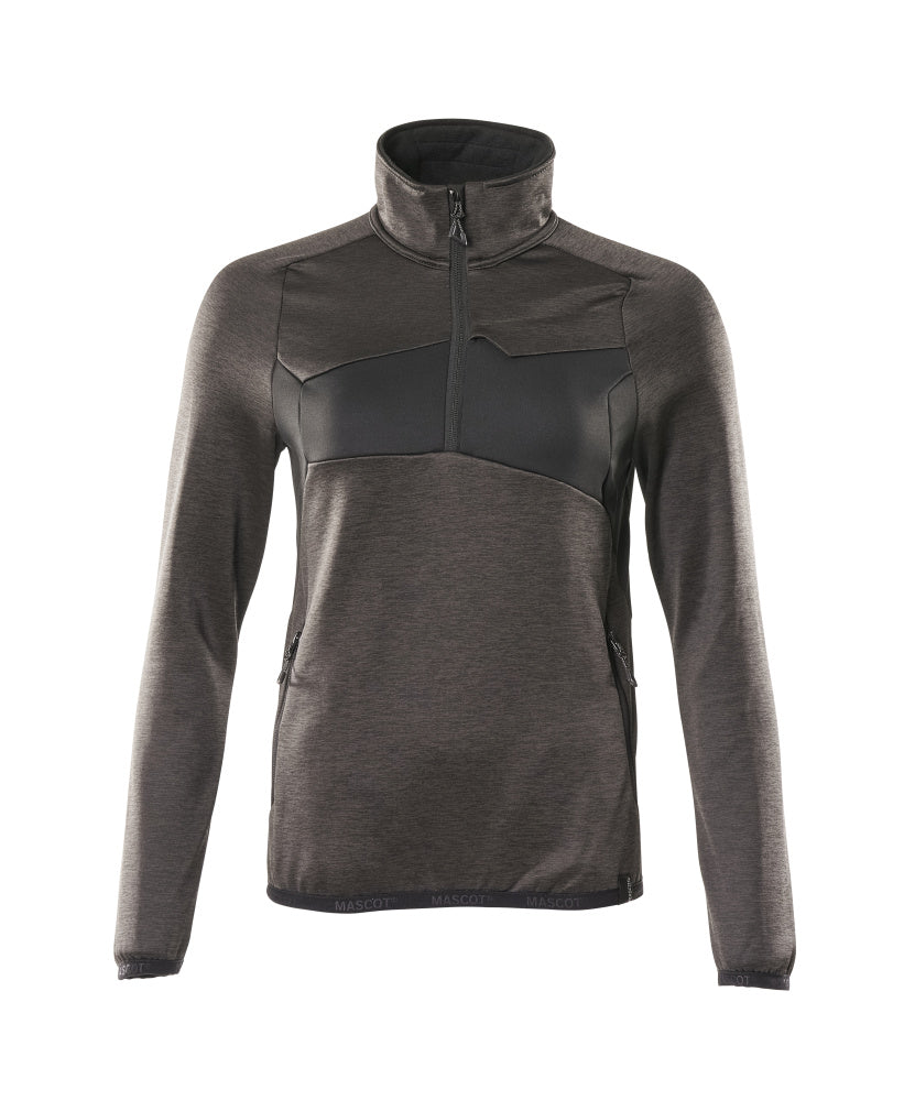 Fleecepullover mit kurzem Reißverschluss ACCELERATE dark anthracite/black