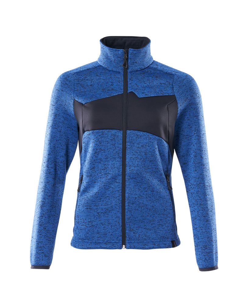Knitted Jumper with zipper ACCELERATE azure blue/dark navy