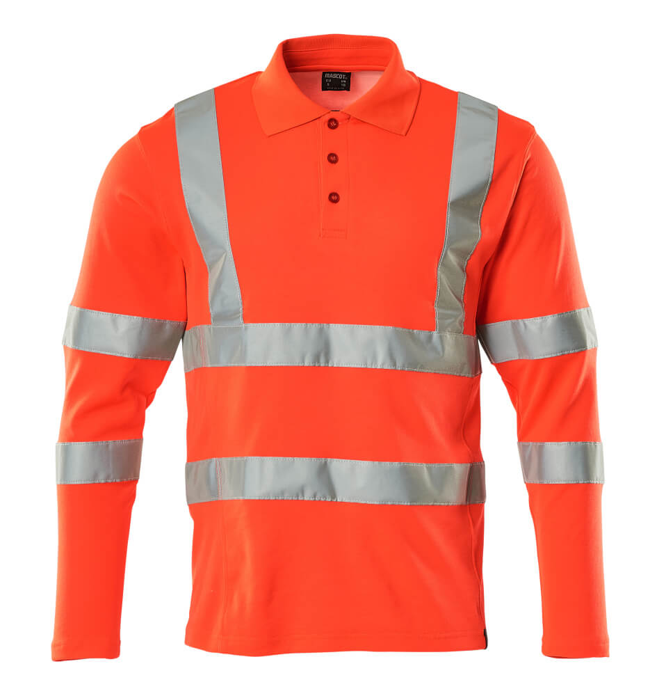Polo Shirt, long-sleeved SAFE CLASSIC warnschutz-rot