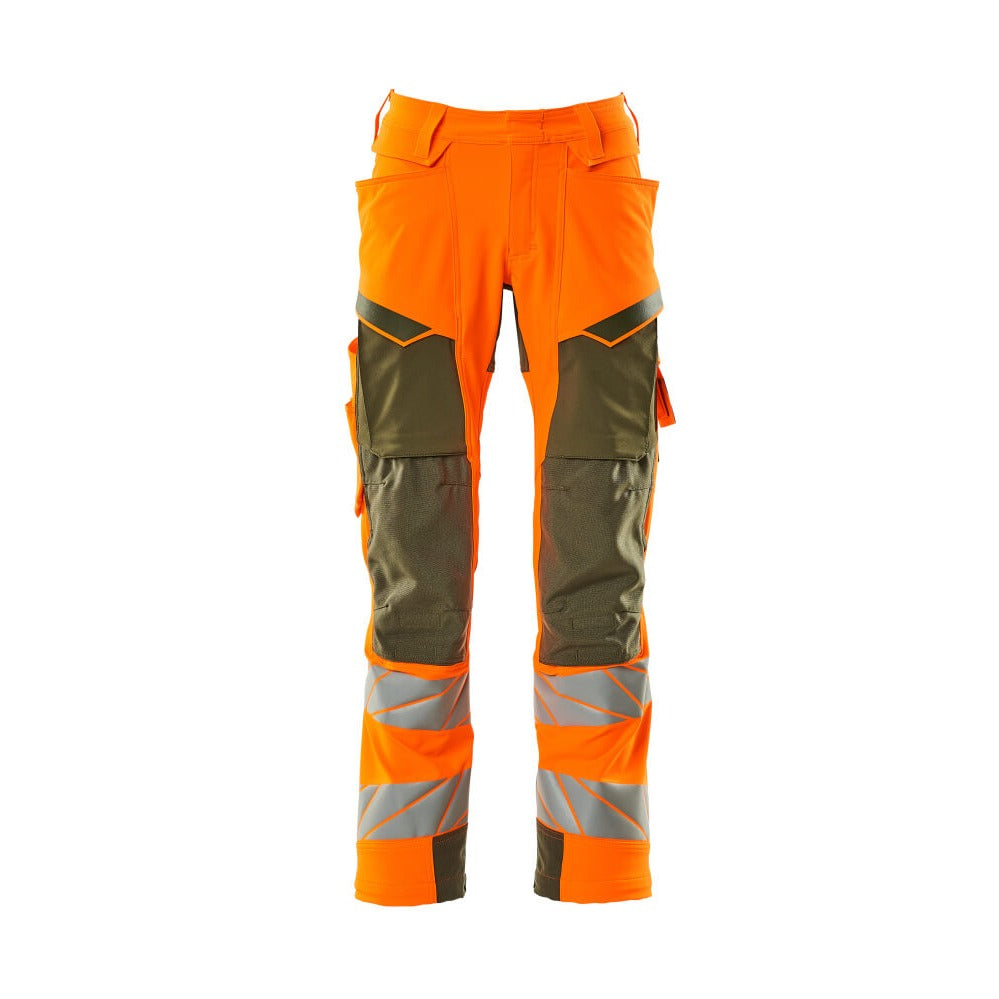 Arbeitshose mit Kniepolstertaschen ACCELERATE SAFE hi-vis orange/moss green