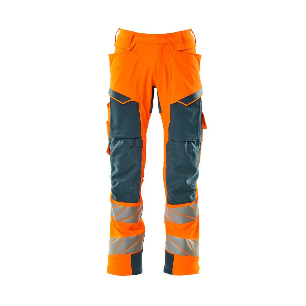 Arbeitshose mit Kniepolstertaschen ACCELERATE SAFE hi-vis orange/dark petroleum