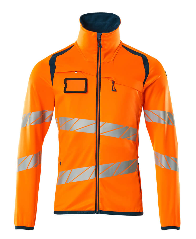 Fleecepullover mit Reißverschluss ACCELERATE SAFE hi-vis orange/dark petroleum