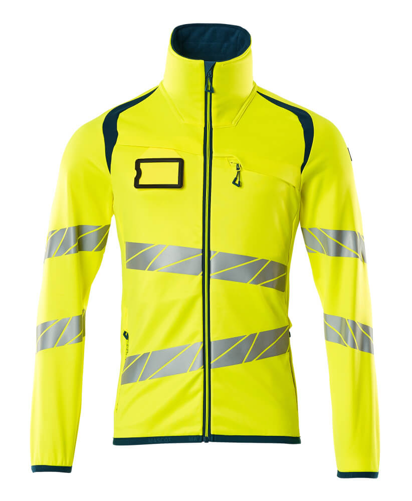 Fleecepullover mit Reißverschluss ACCELERATE SAFE hi-vis yellow/dark petroleum