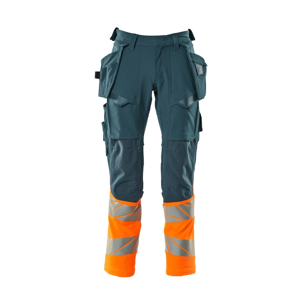 Arbeitshose mit Holstertaschen ACCELERATE SAFE dark petroleum/hi-vis orange