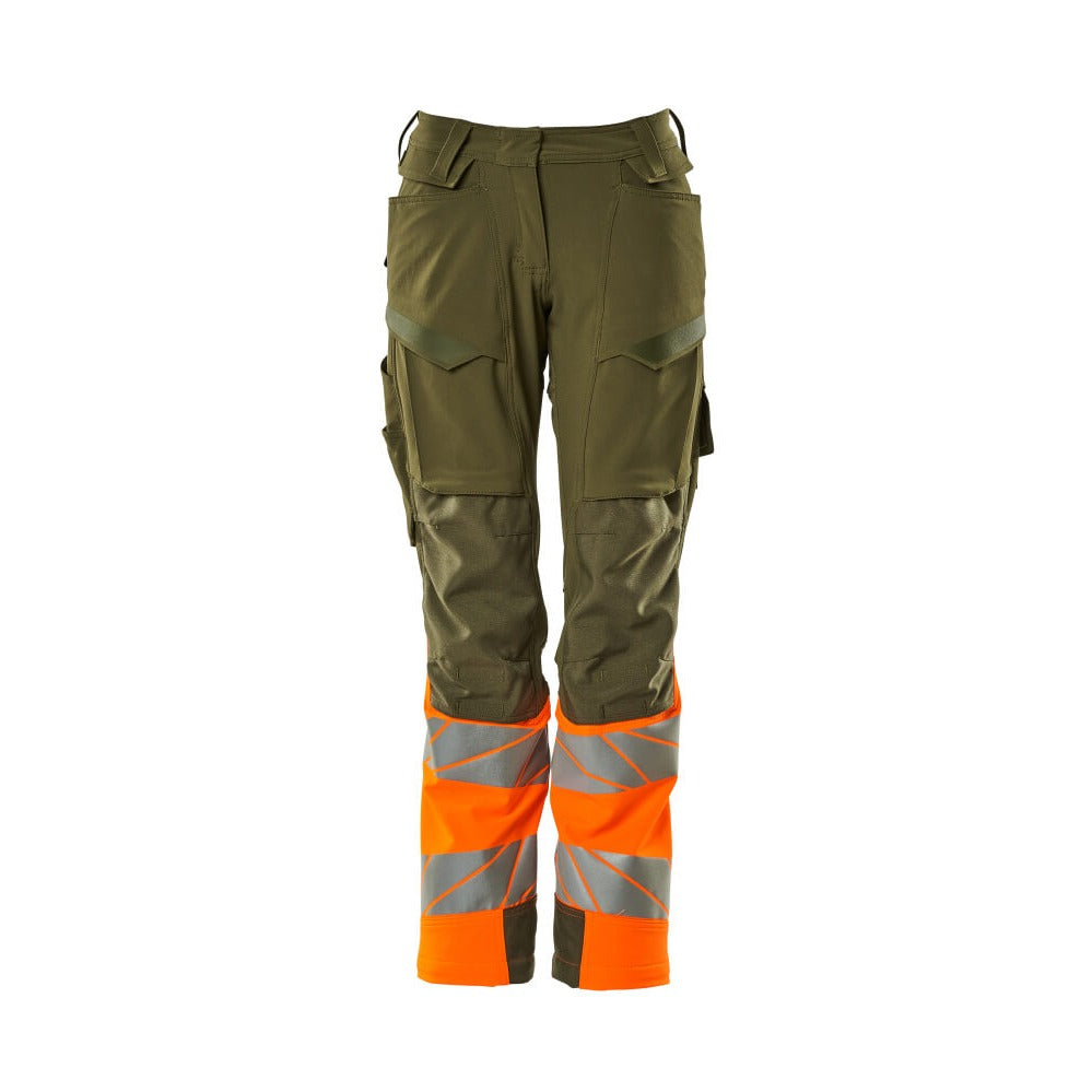 Arbeitshose mit Kniepolstertaschen ACCELERATE SAFE moss green/hi-vis orange