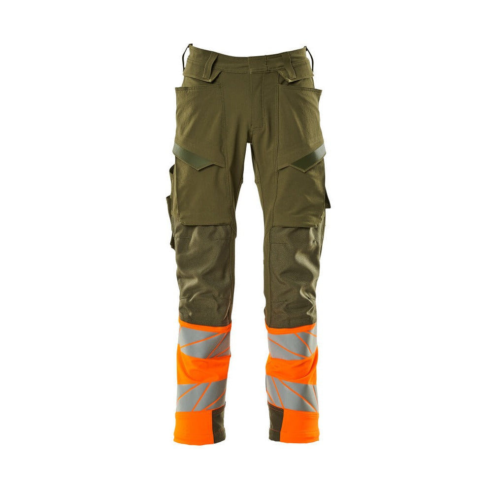 Arbeitshose mit Kniepolstertaschen ACCELERATE SAFE moss green/hi-vis orange