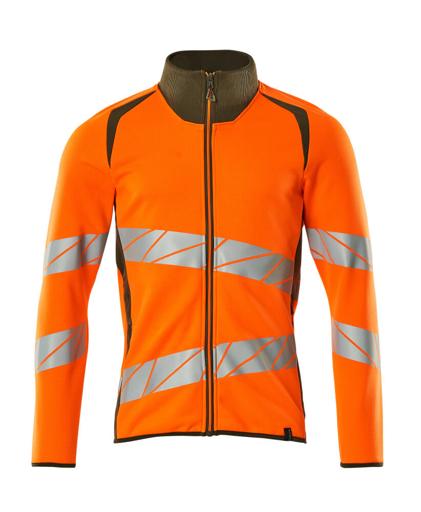 Sweatshirt mit Reißverschluss ACCELERATE SAFE hi-vis orange/moss green