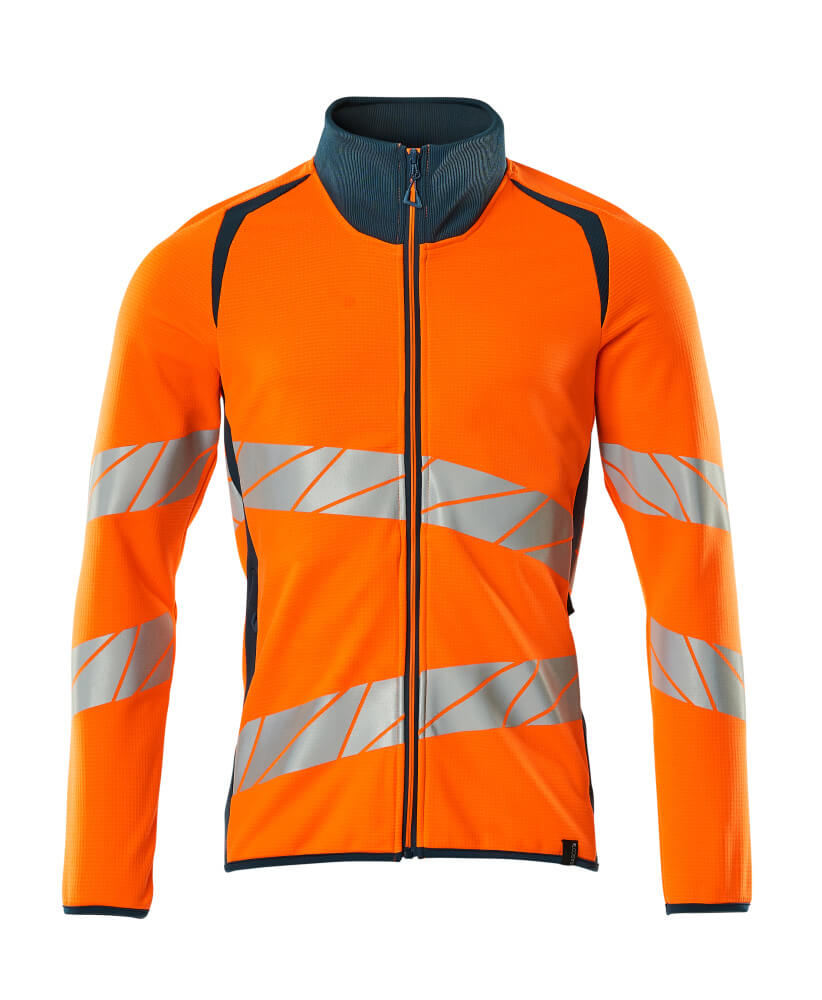 Sweatshirt mit Reißverschluss ACCELERATE SAFE hi-vis orange/dark petroleum