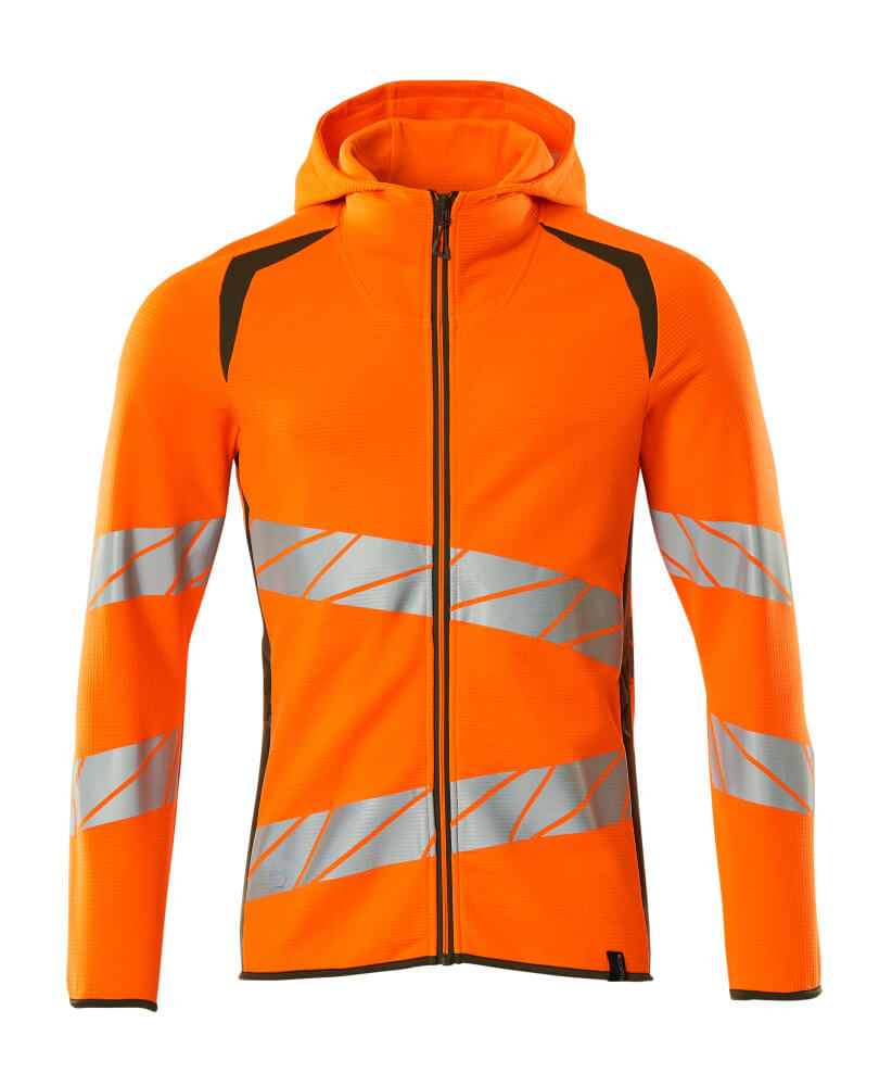 Hoodie mit Reißverschluss ACCELERATE SAFE hi-vis orange/moss green
