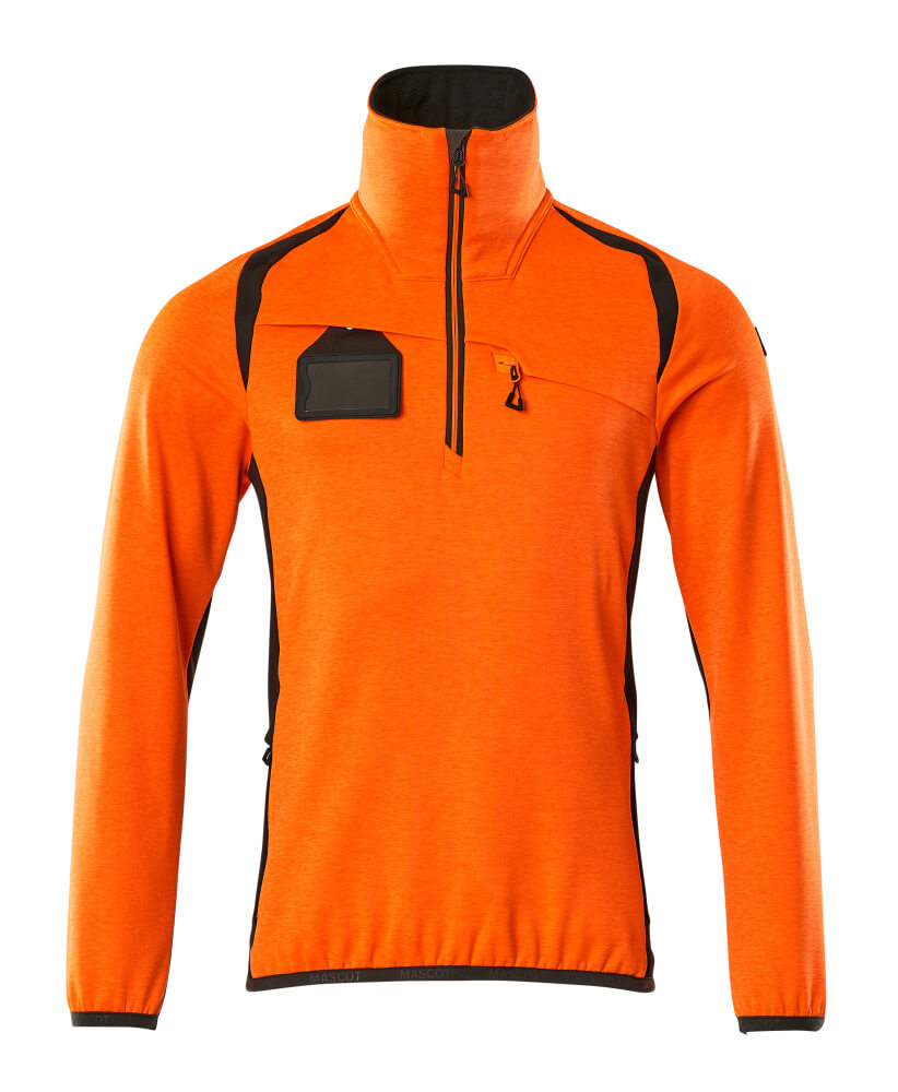 Fleecepullover mit kurzem Reißverschluss ACCELERATE SAFE hi-vis orange/dark anthracite