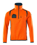 Fleecepullover mit kurzem Reißverschluss ACCELERATE SAFE hi-vis orange/dark petroleum