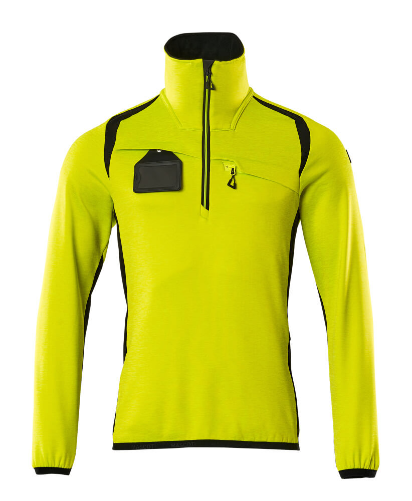 Fleecepullover mit kurzem Reißverschluss ACCELERATE SAFE hi-vis yellow/black