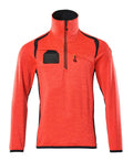 Fleecepullover mit kurzem Reißverschluss ACCELERATE SAFE hi-vis red/dark navy