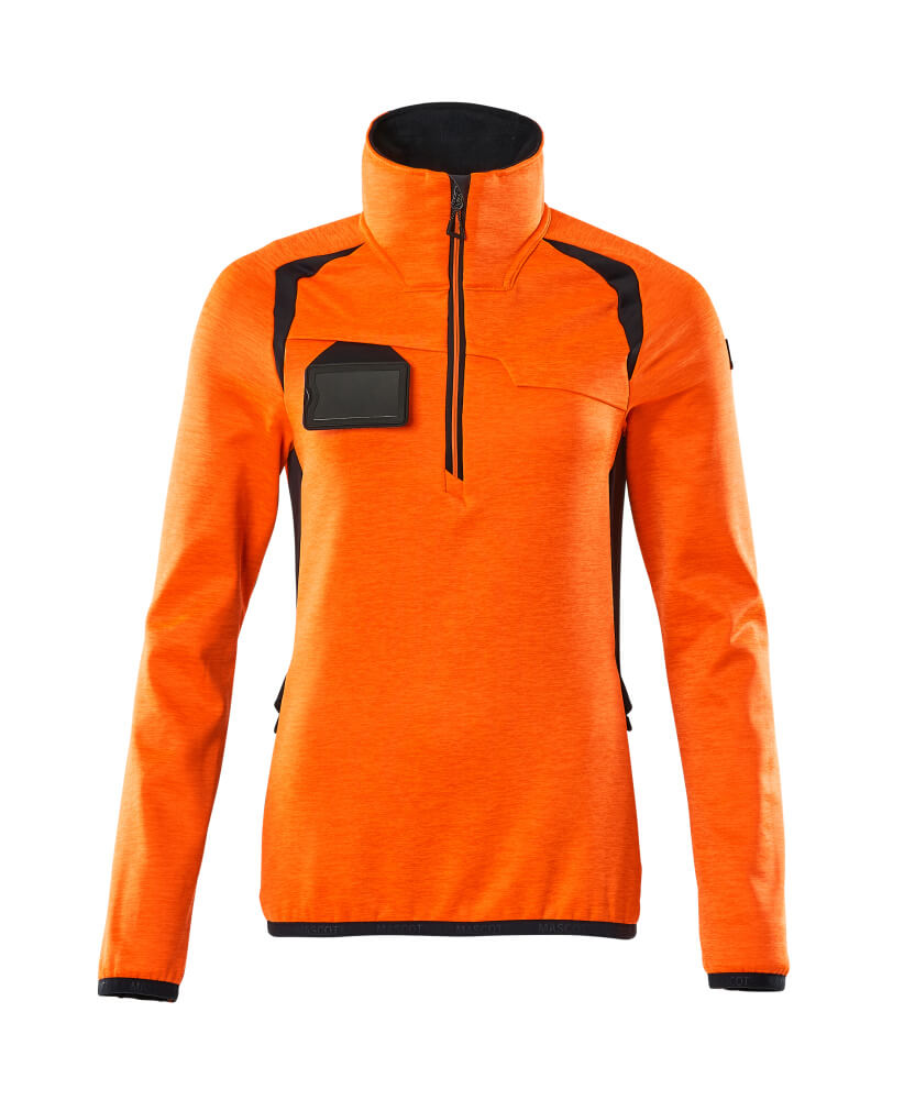 Fleecepullover mit kurzem Reißverschluss ACCELERATE SAFE hi-vis orange/dark navy