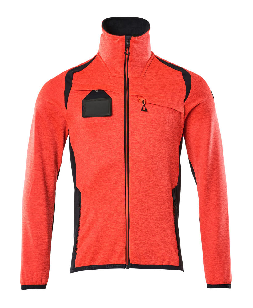Fleecepullover mit Reißverschluss ACCELERATE SAFE hi-vis red/dark navy