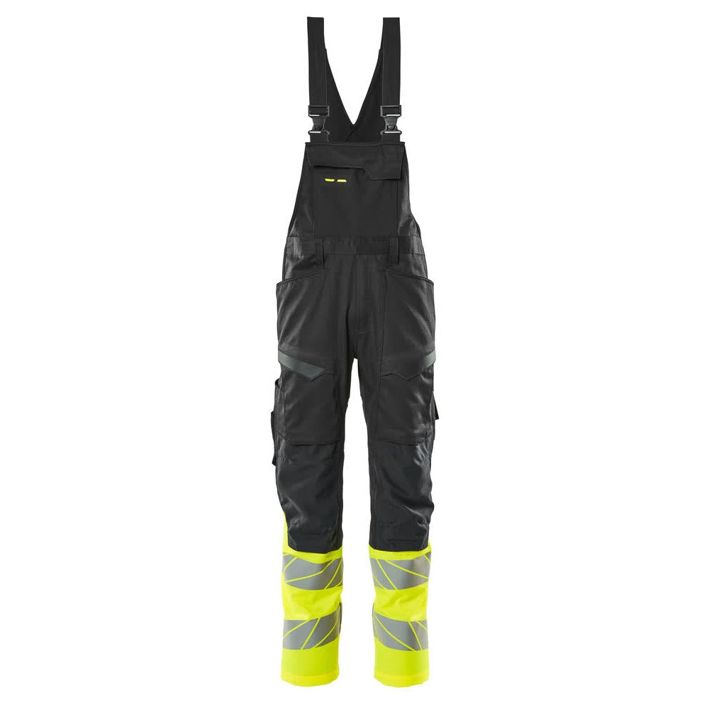 Latzhose mit Kniepolstertaschen ACCELERATE SAFE black/hi-vis yellow