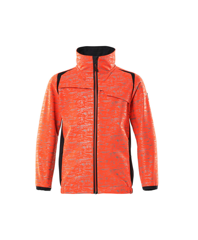Softshell jacket for children ACCELERATE SAFE hi-vis red/dark navy