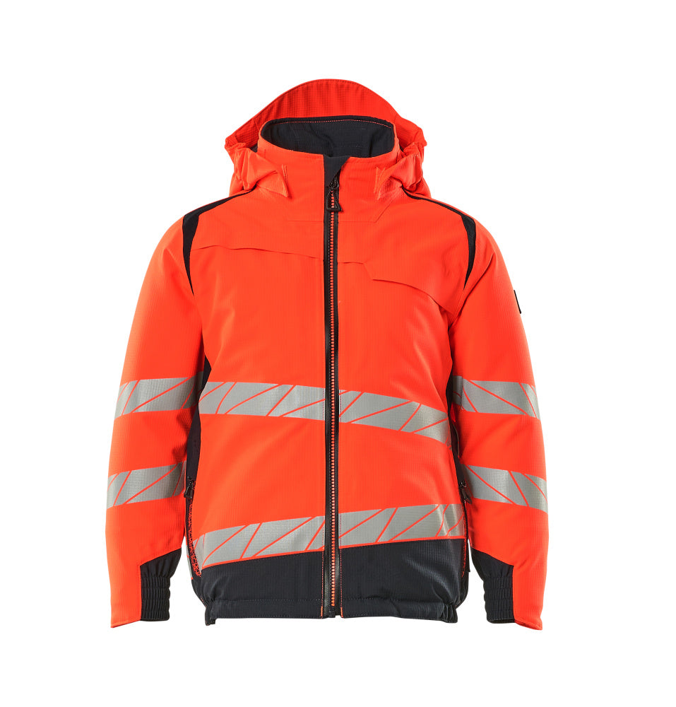 Winter Jacket for children ACCELERATE SAFE hi-vis red/dark navy