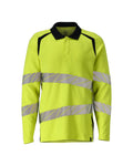 Polo Shirt, long-sleeved ACCELERATE MULTISAFE hi-vis yellow/dark navy