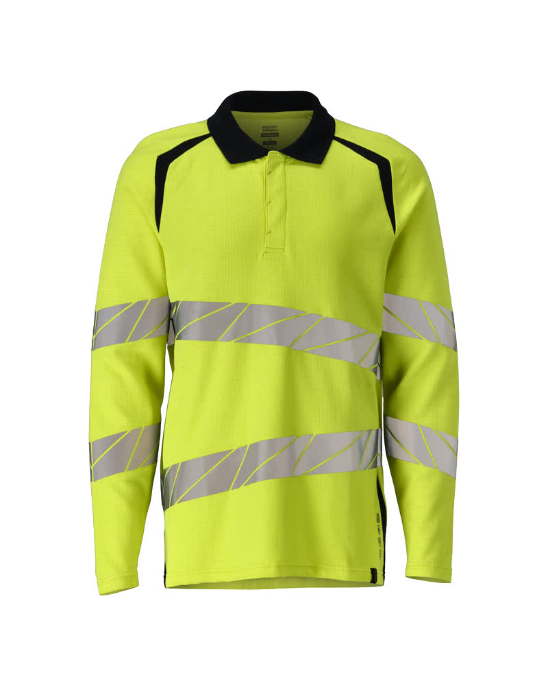 Polo Shirt, long-sleeved ACCELERATE MULTISAFE hi-vis yellow/dark navy
