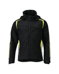 Softshell jacket with hood ACCELERATE SAFE black/hi-vis yellow