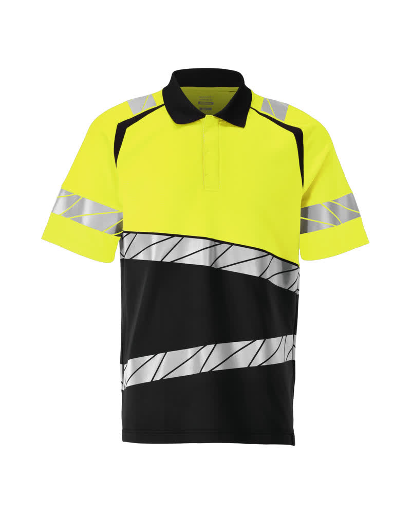 Poloshirt ACCELERATE SAFE black/hi-vis yellow