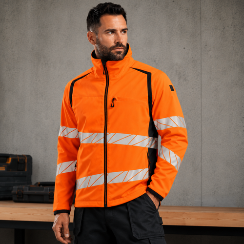 Softshell-Jacke ACCELERATE SAFE hi-vis orange/dark navy