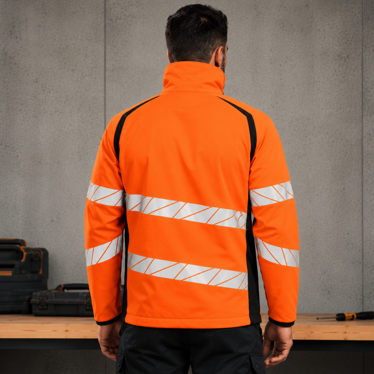 Softshell-Jacke ACCELERATE SAFE hi-vis orange/dark navy