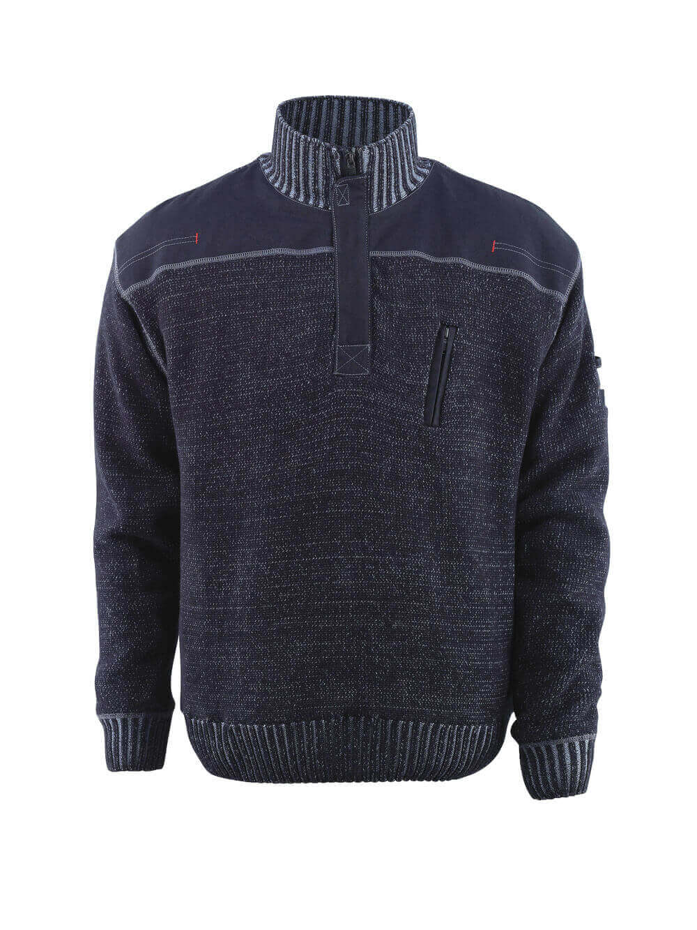 Knitted Jumper with half zip FRONTLINE blue grey
