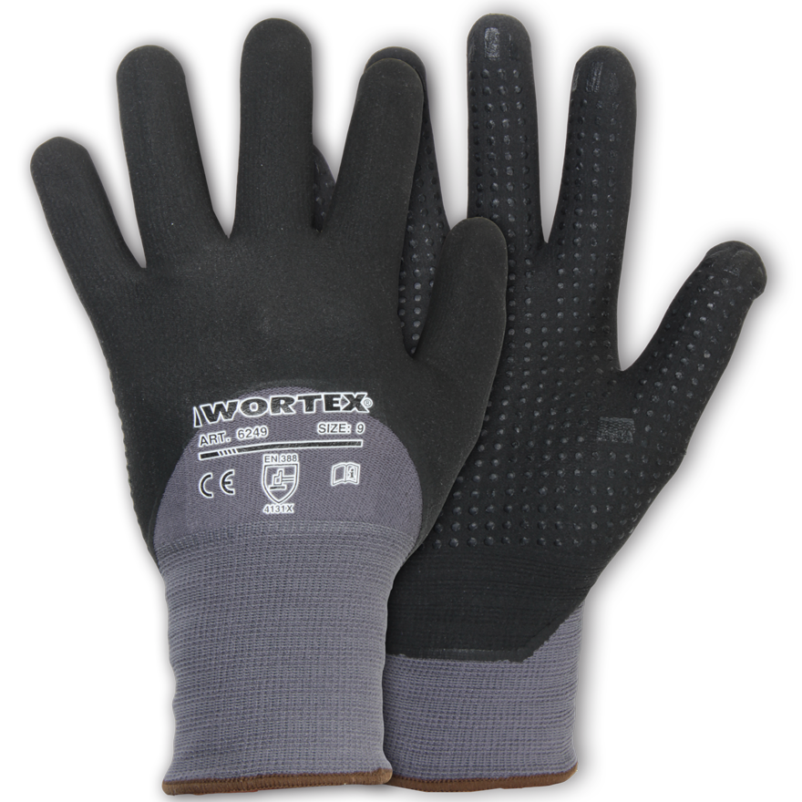 Wortex 6247...6250 nitriilkatte und mikropunktidega Handschuhe
