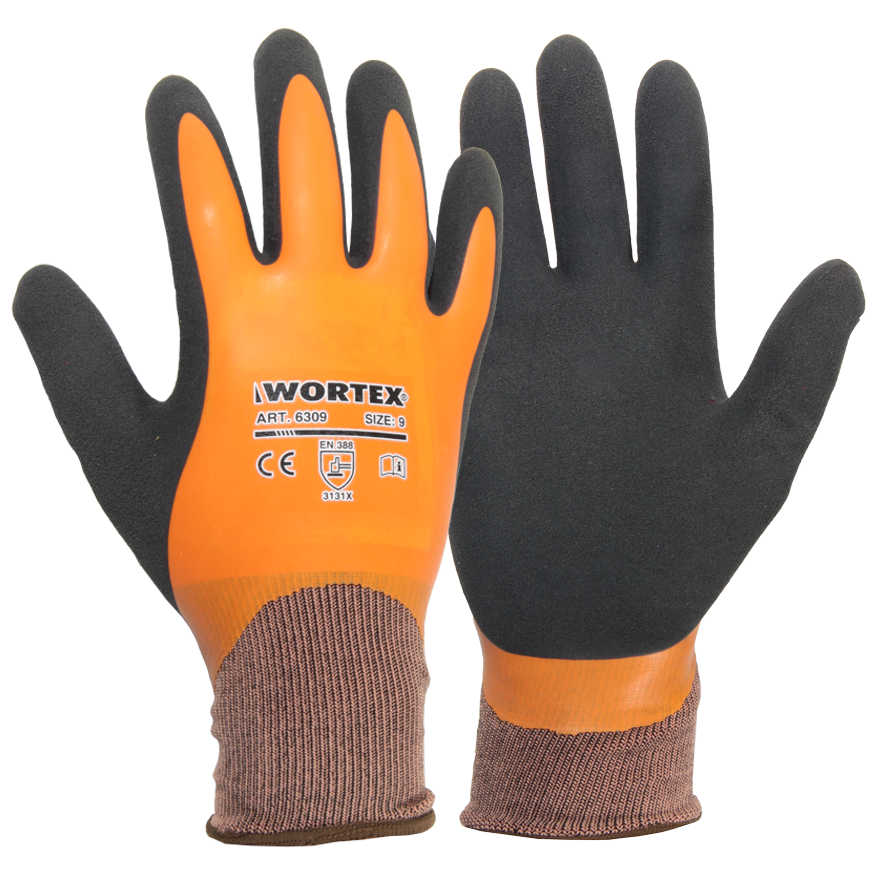Wortex 6307...6311 kahekordse lateksbeschichtete Handschuhe