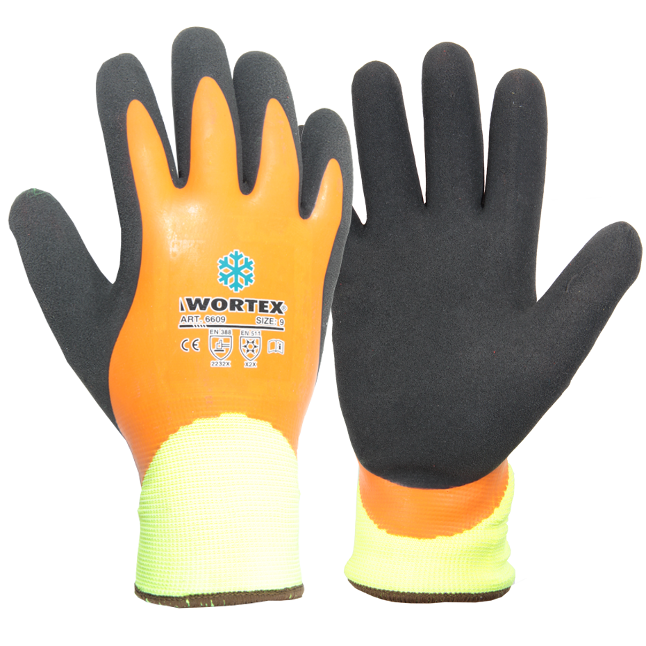Wortex 6608...6612 veekindlad lateksbeschichtete Winterhandschuhe