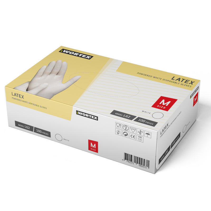 Wortex LG2 Latexhandschuhe gepudert, 100 Stück