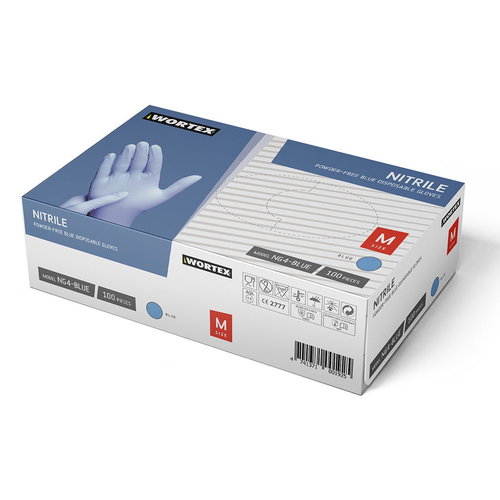 Wortex NG4-BLUE Nitrilhandschuhe ungepudert, 100 Stück blau