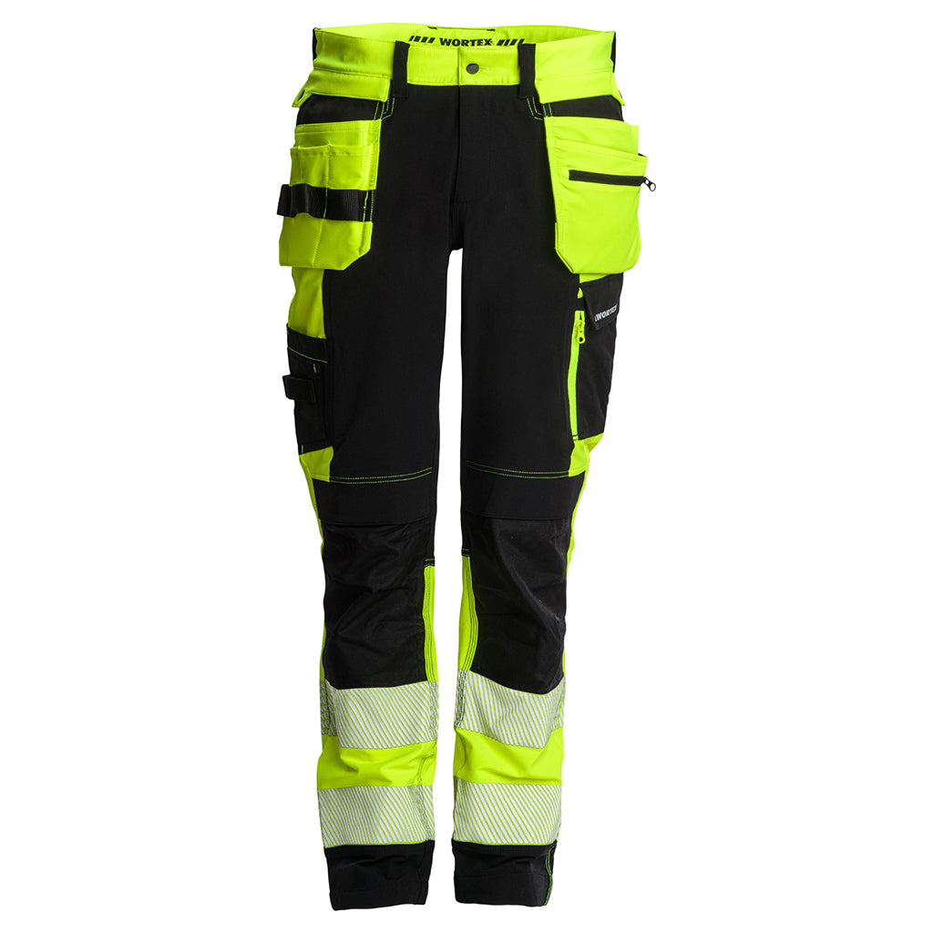 Wortex W935 ripptaskutega Warnschutz- stretch Bundhose gelb/schwarz